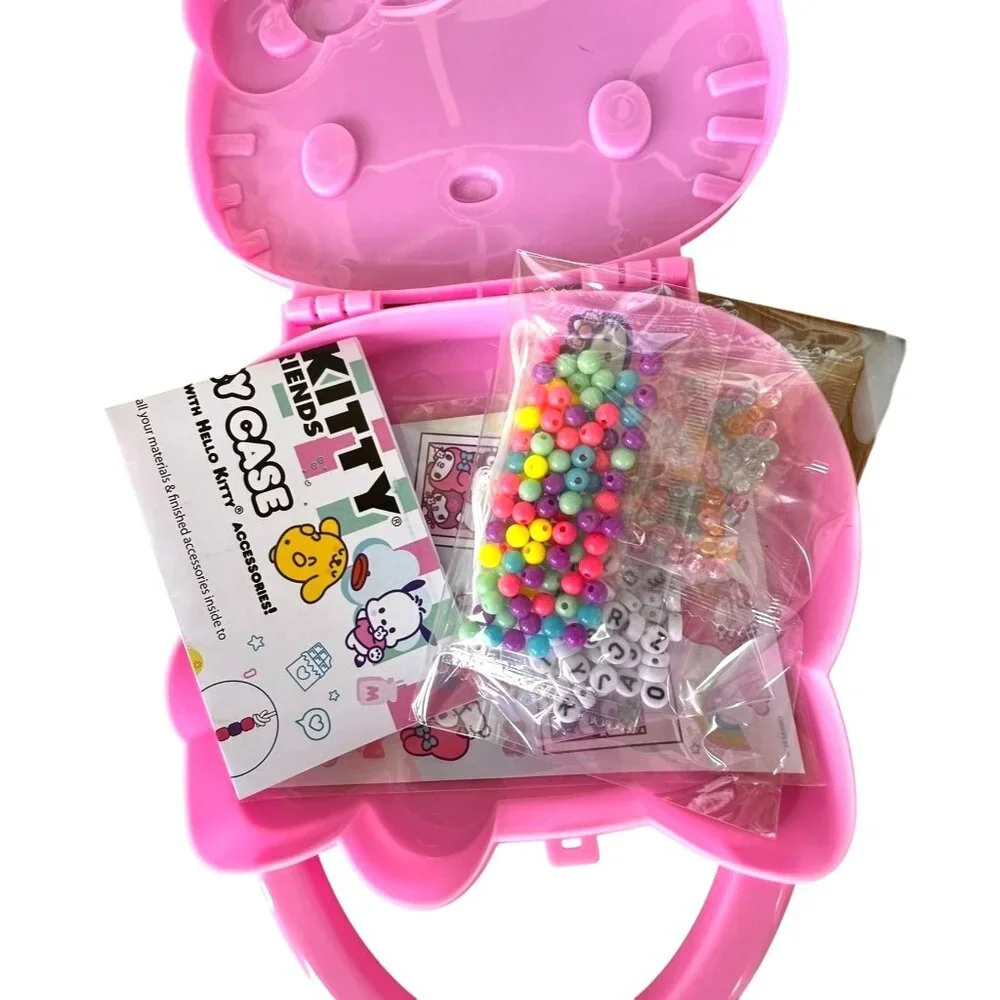 New Sanrio Hello Kitty Pink Jewelry Case With Acessories Craft Making DI…